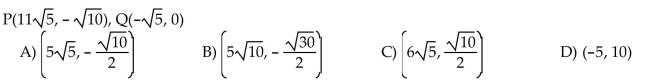 For the points P and Q, find the coordinates of the midpoint of the segment PQ.  <div style=padding-top: 35px> 