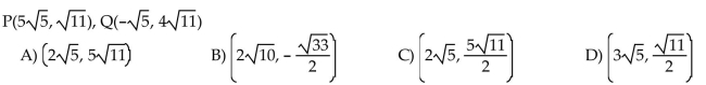 For the points P and Q, find the coordinates of the midpoint of the segment PQ.  <div style=padding-top: 35px> 