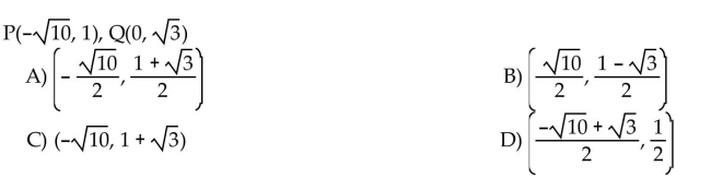 For the points P and Q, find the coordinates of the midpoint of the segment PQ.  <div style=padding-top: 35px> 