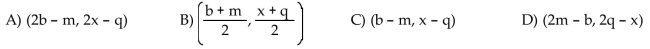 Find the coordinates of the other endpoint of the segment, given its midpoint and one endpoint. midpoint (b, x), endpoint (m, q)  <div style=padding-top: 35px> 