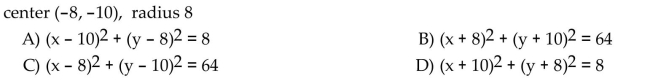 Find the center-radius form of the equation of the circle.  <div style=padding-top: 35px> 