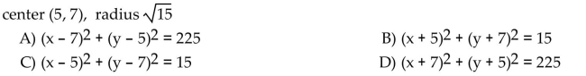 Find the center-radius form of the equation of the circle.  <div style=padding-top: 35px> 