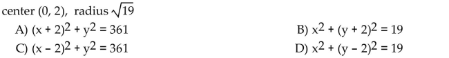 Find the center-radius form of the equation of the circle.  <div style=padding-top: 35px> 