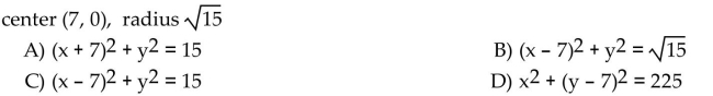 Find the center-radius form of the equation of the circle.  <div style=padding-top: 35px> 