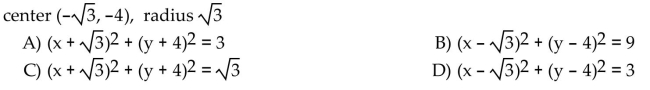 Find the center-radius form of the equation of the circle.  <div style=padding-top: 35px> 