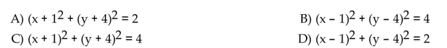 Use the graph to determine the equation of the circle in center-radius form.    <div style=padding-top: 35px> 