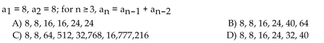 Find the first six terms of the sequence.