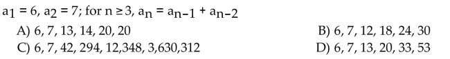 Find the first six terms of the sequence.