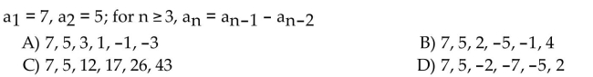 Find the first six terms of the sequence.