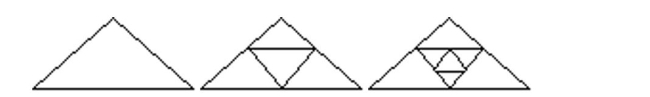 Use mathematical induction to prove that the statement is true for every positive integer n. -The series of sketches below starts with an equilateral triangle having sides of length 1  (one). In the following steps, equilateral triangles are constructed by joining the midpoints of the sides of the preceding triangle. Develop a formula for the length of the sides of the new triangle.  