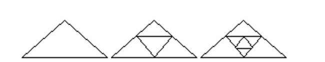 Use mathematical induction to prove that the statement is true for every positive integer n. -The series of sketches below starts with an equilateral triangle having sides of length 1  (one). In the following steps, equilateral triangles are constructed by joining the midpoints of the sides of the preceding triangle. Develop a formula for the area of the nth new triangle. Use math induction to prove your answer.  
