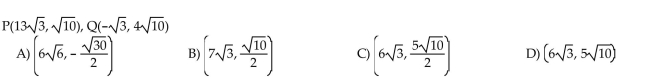For the points P and Q, find the coordinates of the midpoint of the segment PQ.
