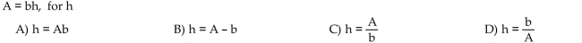 Solve the formula for the indicated variable.