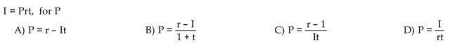 Solve the formula for the indicated variable.