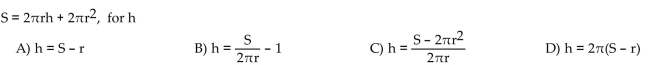 Solve the formula for the indicated variable.