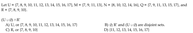 Use these sets to find the following. Identify any disjoint sets.