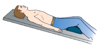 The body position in this illustration is:   A)  prone. B)  Fowler. C)  Trendelenburg. D)  anteroposterior.