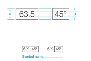 Name the following symbol and identify the proper drafting dimensions A and B.  