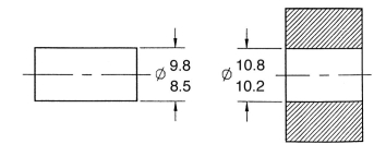 Given the following CAD drawing, calculate the allowance. Show and label the elements of your calculation.  