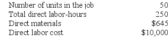 Pasko Corporation uses a job-order costing system with a single plantwide predetermined overhead rate based on direct labor-hours. The company based its predetermined overhead rate for the current year on the following data:    Recently Job P660 was completed with the following characteristics:    Required: Calculate the selling price for Job P660 if the company marks up its unit product costs by 20%.