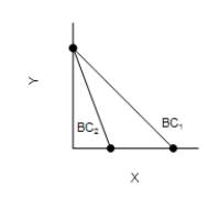 Figure 21-2 In each case, the budget constraint moves from BC<sub>1</sub> to BC<sub>2</sub>. Graph (a)  Graph (b)  Graph (c)  Graph (d)          -Refer to Figure 21-2. Which of the graphs in the figure could reflect a simultaneous decrease in the prices of both goods? A) Only graph (a)  B) Only graph (d)  C) Graph (b)  or graph (c)  D) None of the graphs in the figure can reflect this.
