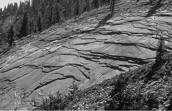 What type of weathering has created the onion-like layers in the rocks in the below picture?   A)  jointing B)  hydration C)  dissolution D)  oxidation