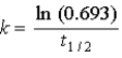<strong>What is the relationship between the rate constant and the half-life for nuclear decay?</strong> A) rate = kt<sub>1/2</sub> B)   C) k = ln (0.693t<sub>1/2</sub>) D)   E) k = 0.693t<sub>1/2</sub> <div style=padding-top: 35px> 