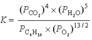 <strong>What is the correct equilibrium constant expression for the following reaction? C<sub>4</sub>H<sub>10</sub>(g)+ O<sub>2</sub>(g) 4CO<sub>2</sub>(g)+ 5H<sub>2</sub>O(g)</strong> A) B) C) D) E)