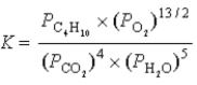 <strong>What is the correct equilibrium constant expression for the following reaction? C<sub>4</sub>H<sub>10</sub>(g)+ O<sub>2</sub>(g) 4CO<sub>2</sub>(g)+ 5H<sub>2</sub>O(g)</strong> A) B) C) D) E)