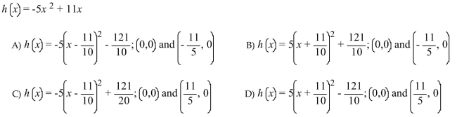 Write the function in vertex form and determine the x-intercept(s)