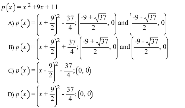Write the function in vertex form and determine the x-intercept(s)