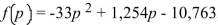 Solve the problem. The monthly profit for a small company that makes long-sleeve T-shirts depends on the price per shirt. If the price is too high, sales will drop. If the price is too low, the revenue brought in may not Cover the cost to produce the shirts. After months of data collection, the sales team determines that The monthly profit is approximated by , where p is the price per shirt And f p is the monthly profit based on that price. Find the price that generates the maximum profit And find the maximum profit.
