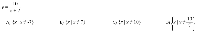 Identify the set of values x for which y will be a real number.