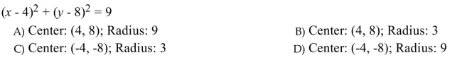 Determine the center and radius of the circle.