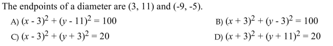 Use the given information about a circle to write an equation of the circle in standard form.