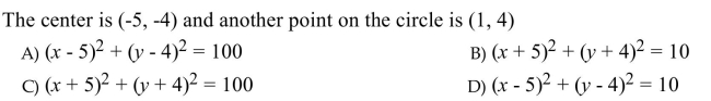 Use the given information about a circle to write an equation of the circle in standard form.