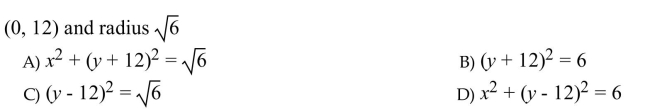 Find an equation of the circle with the given characteristics.