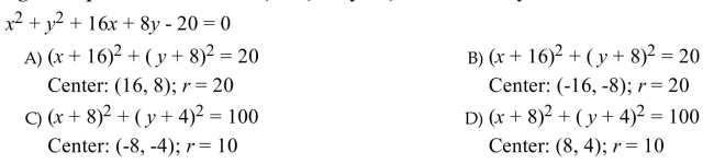 Write the given equation in the form . Identify the center and radius.