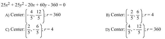 Write the given equation in the form . Identify the center and radius.
