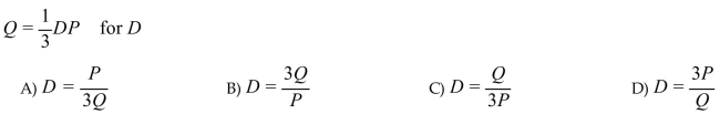 Solve for the indicated variable.