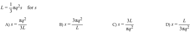Solve for the indicated variable.