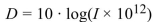 <strong>The level of a sound in decibels is calculated using the formula where I is the intensity of the sound waves in watts per square meter. The softest sound that a human can hear has an intensity of 10-12 watts per square meter. How many decibels is that?</strong> A) 10 B) 24 C) -12 D) 0