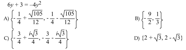 Solve the equation by using the quadratic formula.  <div style=padding-top: 35px> 