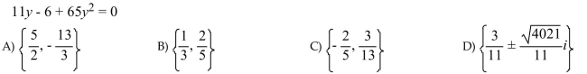 Solve the equation by using the quadratic formula.  <div style=padding-top: 35px> 