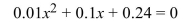 <strong>Solve the equation by using the quadratic formula.  </strong> A) {-0.06, -0.04} B) {-6, -4} C) {0.06i, 0.04i} D) {4i, 6i} <div style=padding-top: 35px> 