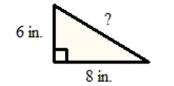 Find the length of the third side of the triangle by using the Pythagorean theorem.   A)  10 in. B)  12 in. C)  14 in. D)  28 in.