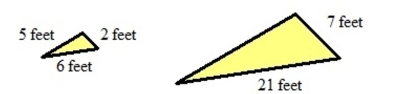 The two triangles pictured below are similar triangles. Find the missing length.   A)  10 feet B)  19 feet C)  17.5 feet D)  20 feet