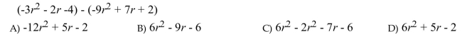 Subtract the polynomials and simplify.  <div style=padding-top: 35px> 