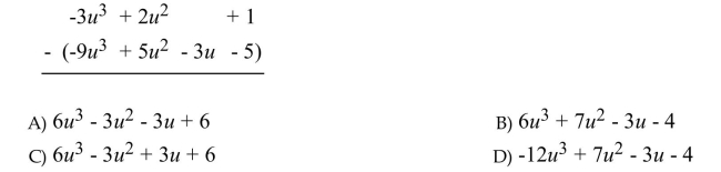 Subtract the polynomials and simplify.  <div style=padding-top: 35px> 