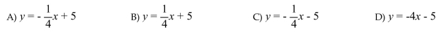 Write an equation of the line satisfying the given conditions. Write the answer inslope-intercept form. The line is perpendicular to the line defined by y = 4x - 8 and passes through the point(8, 3).